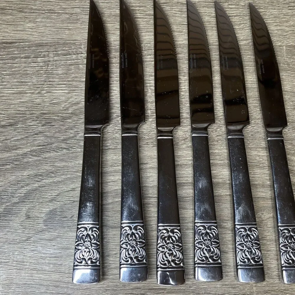 Reed & Barton Lot Of 6 Harvest Bouquet Stainless Steel Steak Knives Replacement